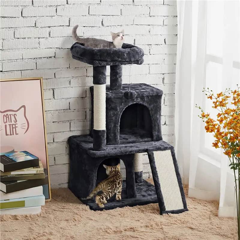 Pink Cat Tree with Double Condos and Scratching Pad for Kittens