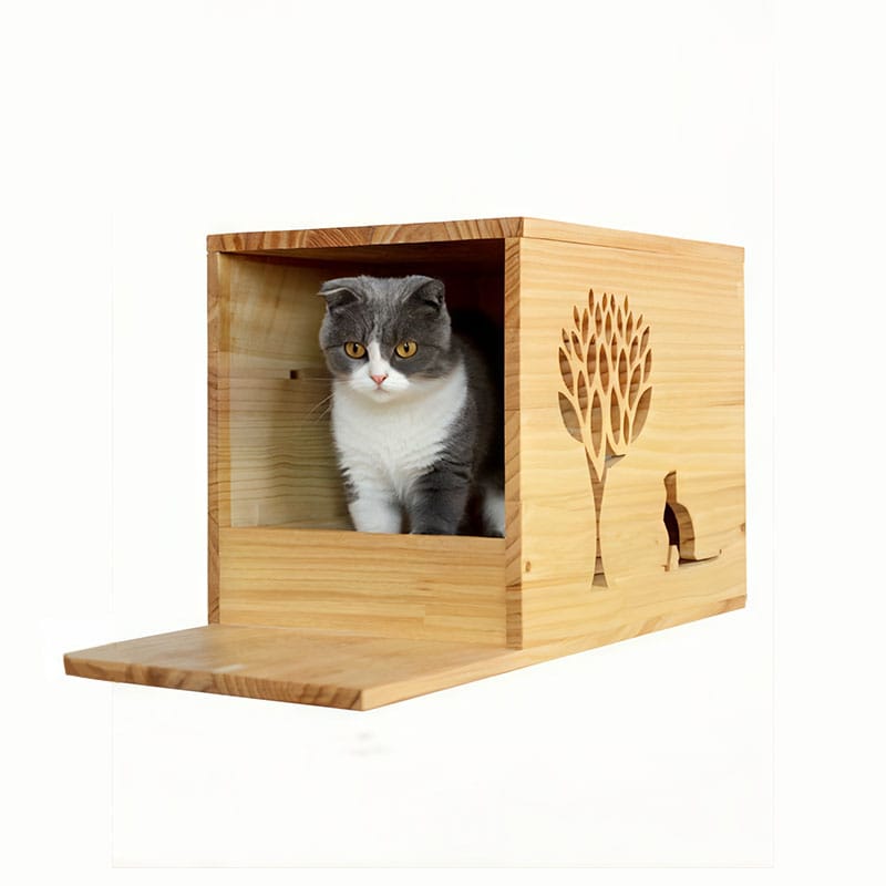Wood Cat Wall Furniture Hanging House Mashoops Cat