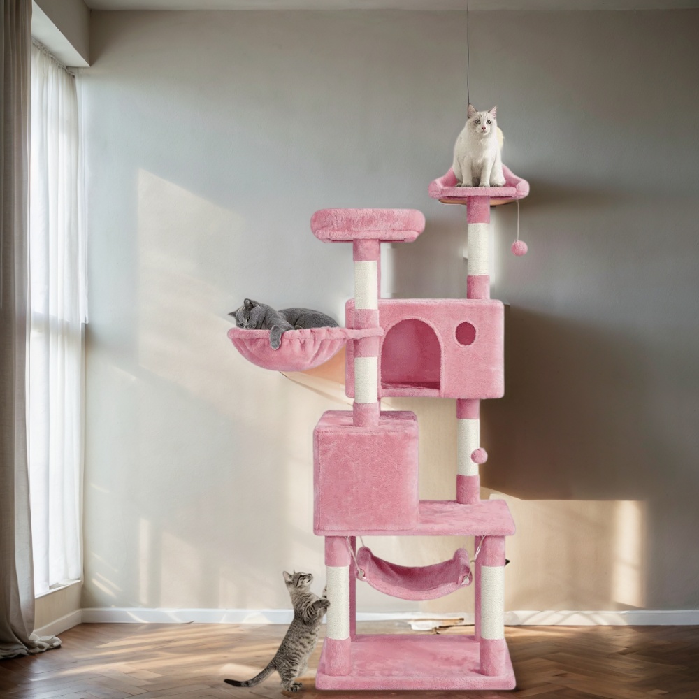 Pink Cat Tree with Condos and Scratching Posts Mashoops Cat